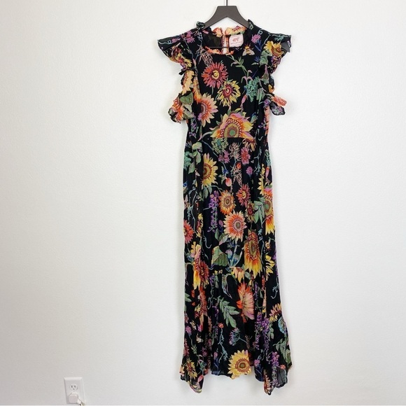 Banjanan Hanna Dress Floral Sunflower Ruffle - Picture 3 of 6